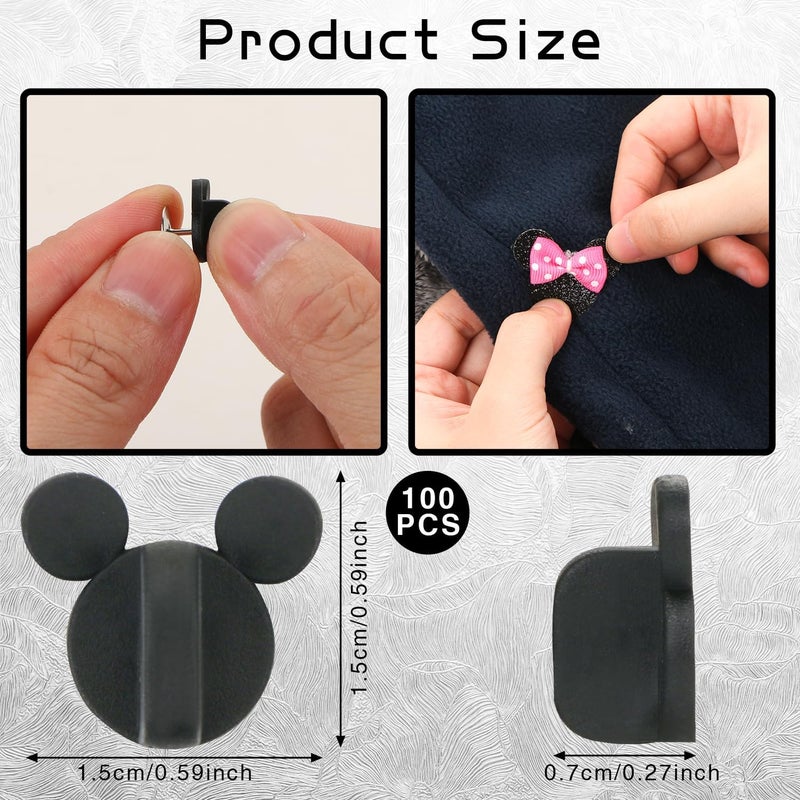 BENOSPACE 100Pcs PVC Rubber Mouse Ears Pin Backs Coat Tie Tack Mouse Head Pin Backs Lapel Pin Backs Clutch Backs Holder Clothes Pin Keepers for Replacement Varsity Uniform Badge Craft Making Accessory - Image 2